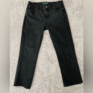 LRL Lauren Jeans Co Ralph Lauren Women's Black Denim Classic Straight Leg Sz 8P